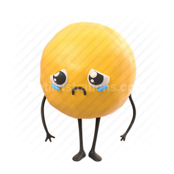 Download ball, character, emoticon, emoji, unhappy, sad, crying, cry,  upset, emotion- 3D Clay Mascot illustrations