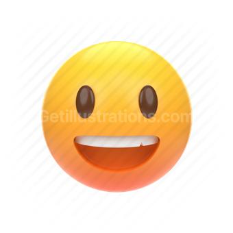 Download emoticon, emoji, sticker, face, happy, smile, funny, smiling,  center, laugh- 3D Emoji illustrations